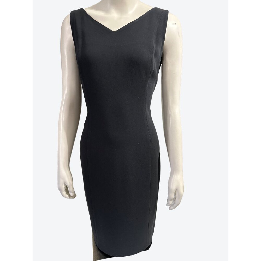 ANN TAYLOR Size 6P Black Sheath Dress Tailored Career Chic Minimalist Power - Picture 2 of 9